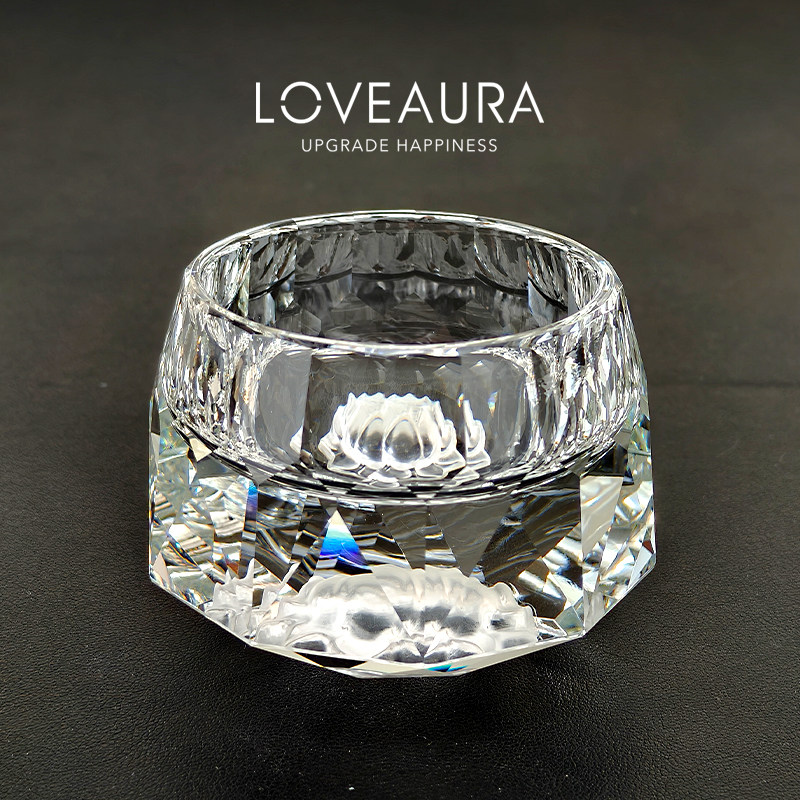 LOVEAURA水晶玻璃钻石莲花杯主人杯高颜值茶杯轻奢白酒杯江户切子