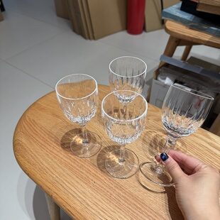 日本Hoya豪雅中古小号手切水晶高脚杯 4只 全新 约80ml