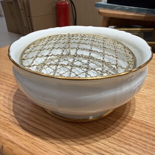 日本Noritake则武高端钻石系列高足骨瓷浮雕花插15*7cm 孤品 微瑕