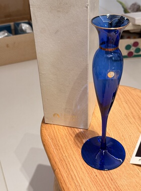 日本sasaki佐佐木蓝色高脚花瓶 原盒全新 24cm