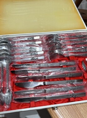 日本Azuma阿祖玛镀银复古宫廷风牛排刀叉西餐餐具 刀叉咖啡勺24件