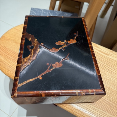 日本中古樱皮细工实木大漆稀有文房盒收纳盒 29*22*9cm 轻微划痕