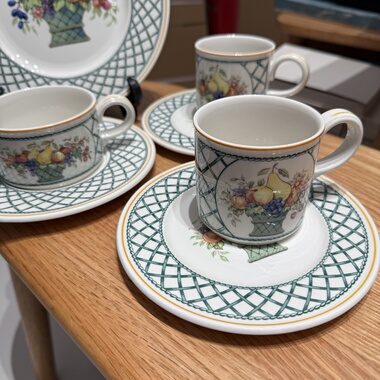 德国中古villeroy&boch唯宝basket系列绝版咖啡杯红茶杯 点心碟