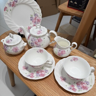 日本中古则武Noritake工作室系列花卉浮雕骨瓷咖啡杯壶具奶糖罐