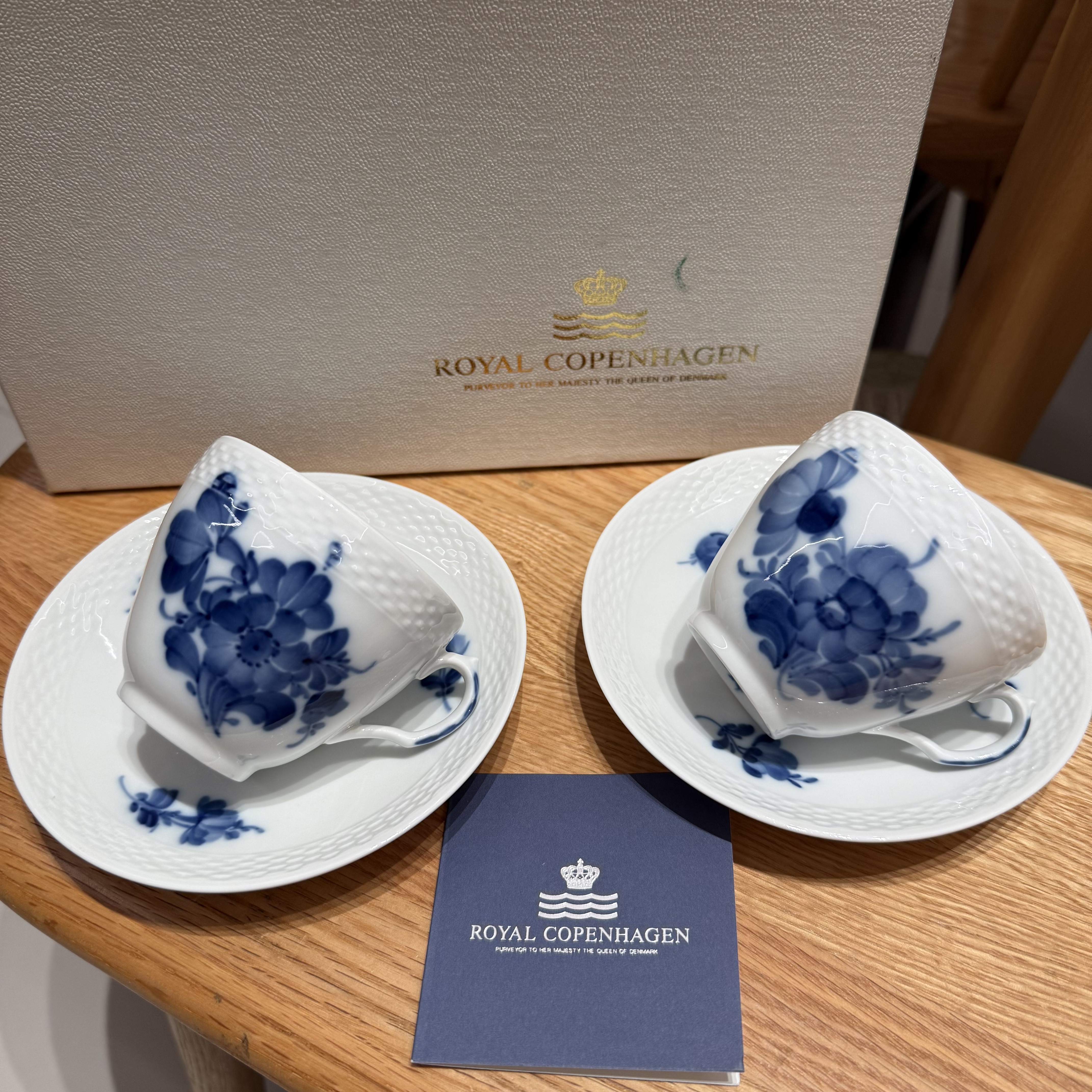 丹麦原产Royal Copenhagen哥本哈根手绘青花咖啡杯碟2套装 180ml