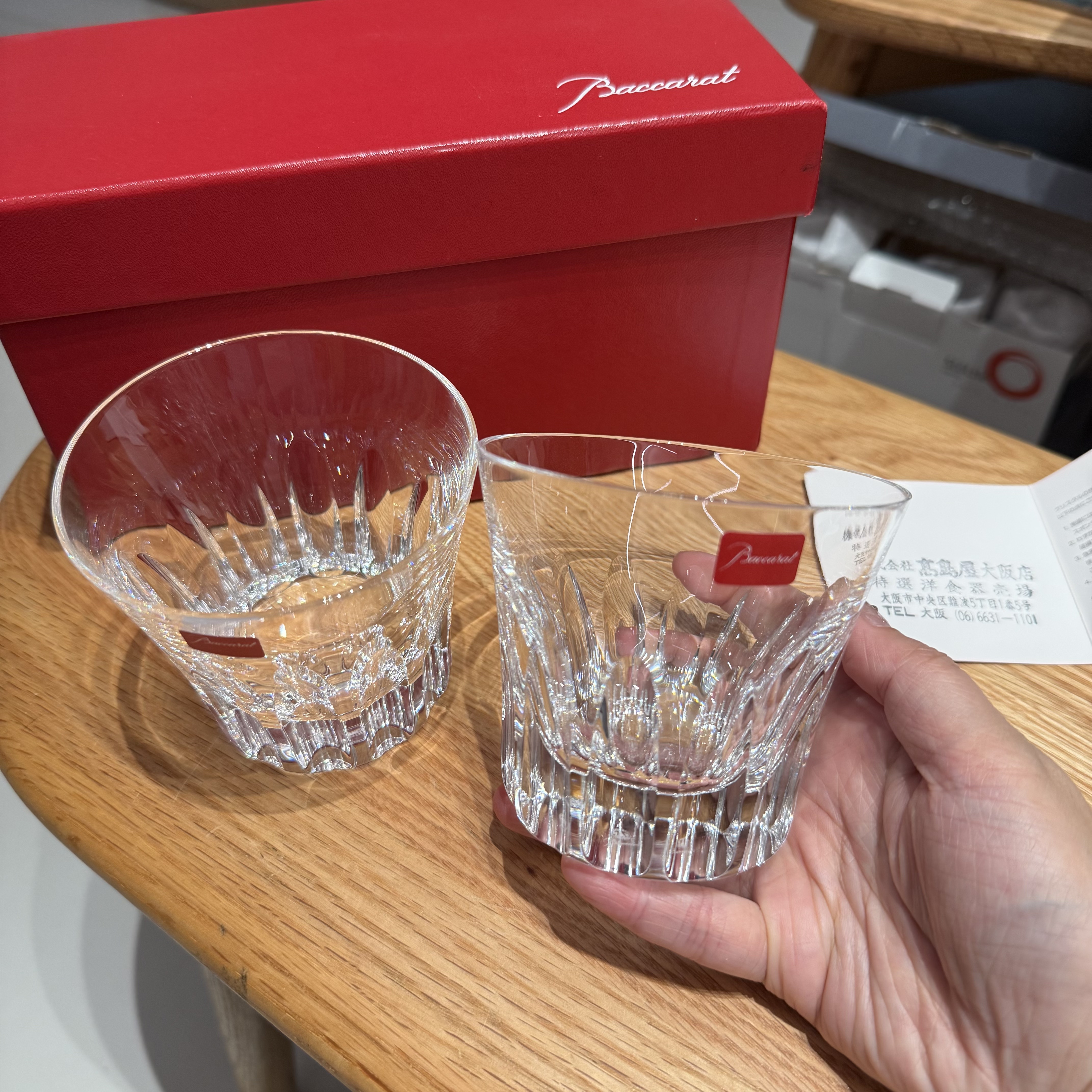 法国Baccarat巴卡拉ETNA炽焰水晶杯威士忌酒杯一对 原盒全新 保真