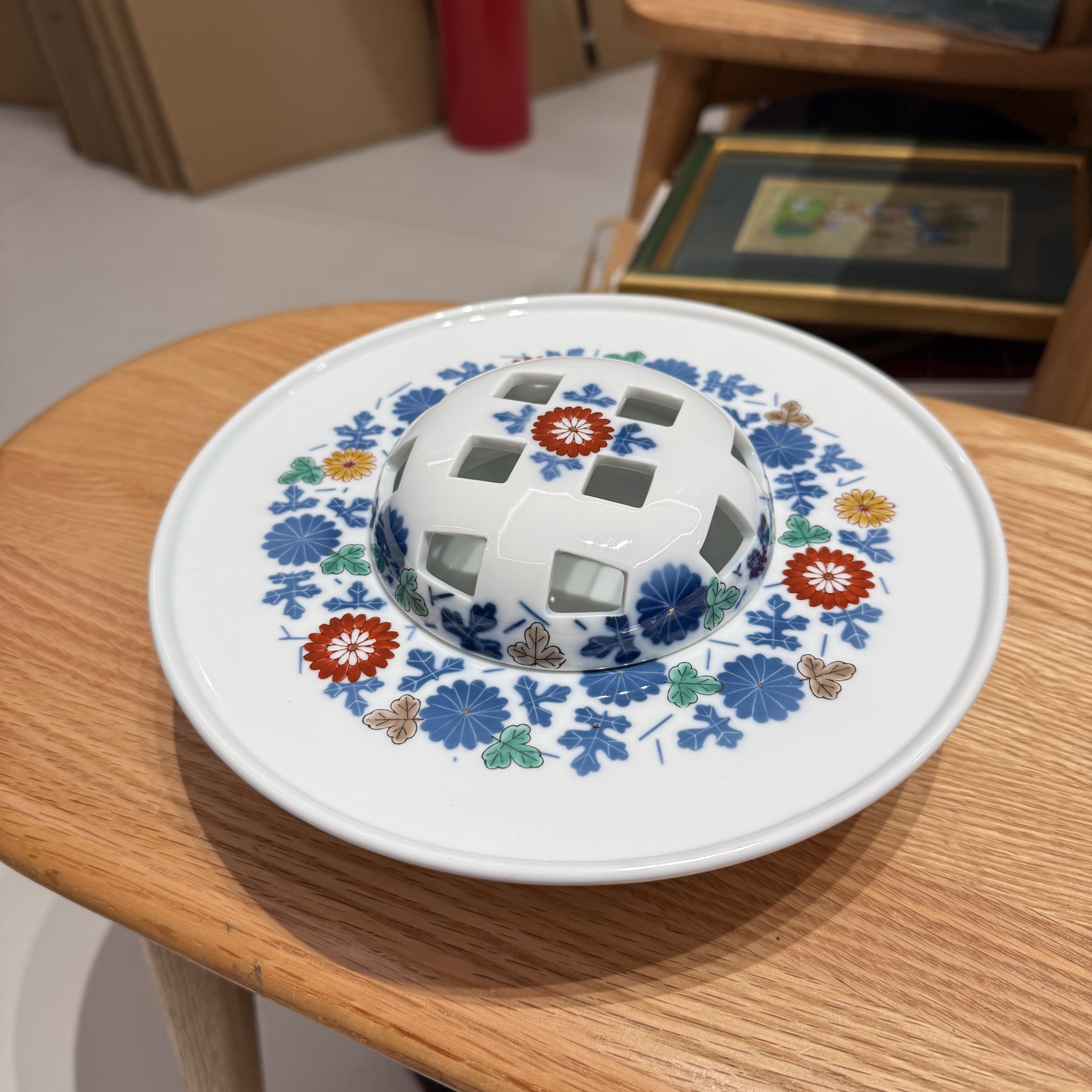 日本香兰社早期经典画片手绘彩绘香薰炉 稀有孤品 全新 21cm