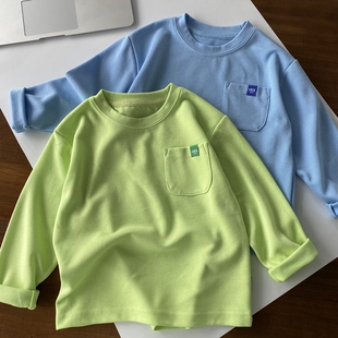 厚厚软软秋季实用的打底衫110-160中大童男童圆领长袖T恤