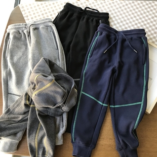 舒软一体绒。微弹力 膝盖不鼓包。实惠的男童加绒运动裤 中厚长裤