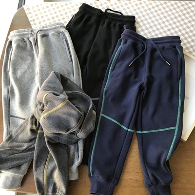 舒软一体绒。微弹力 膝盖不鼓包。实惠的男童加绒运动裤 中厚长裤
