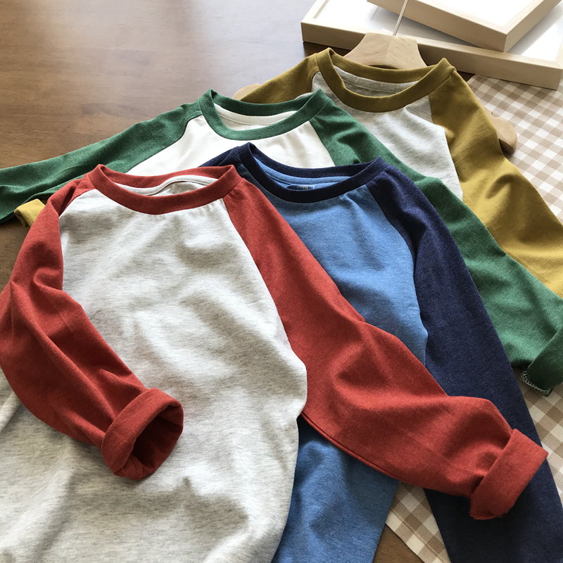 花线棉手感醇软舒适撞色长袖tee