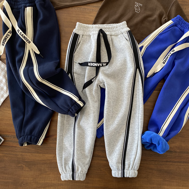 温暖柔软~男童加绒运动裤