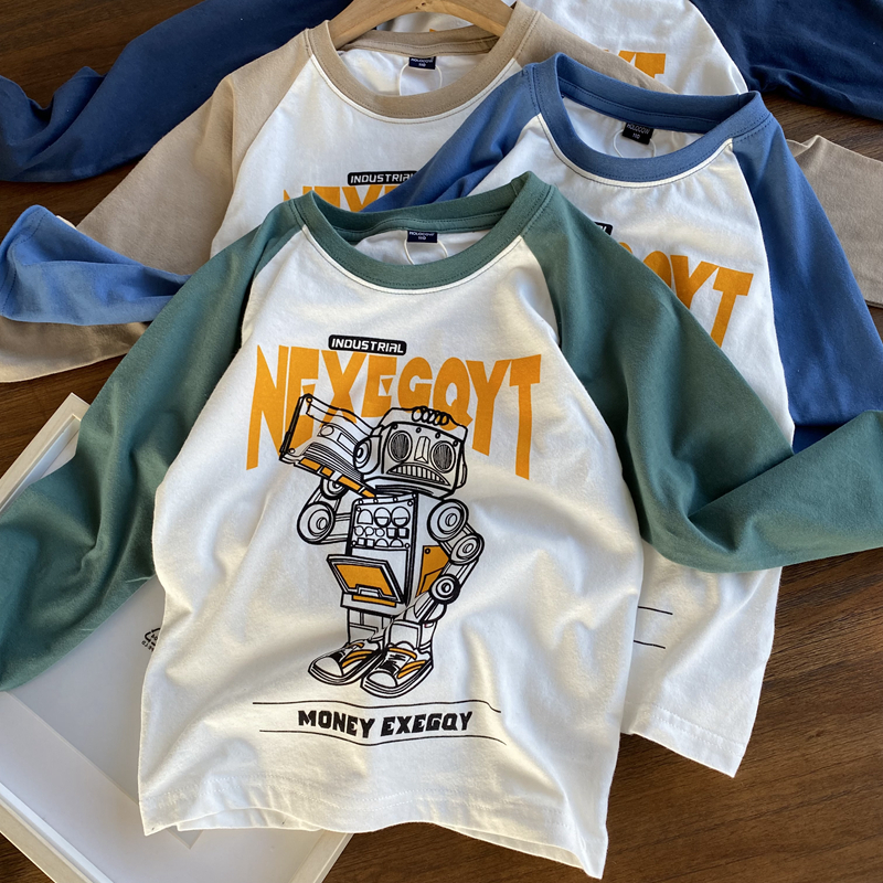 圆领磨毛料软质感欧美长袖T恤