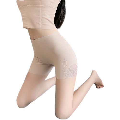 Actual shot of new ice silk seamless safety pants, pure cotton crotch underwear, lace anti-exposure thin leggings