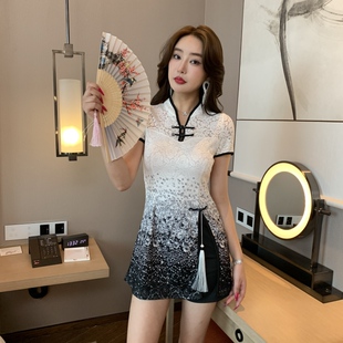 中式旗袍工作服养生会所SPA技师服套装女款足疗足浴按摩保健制服
