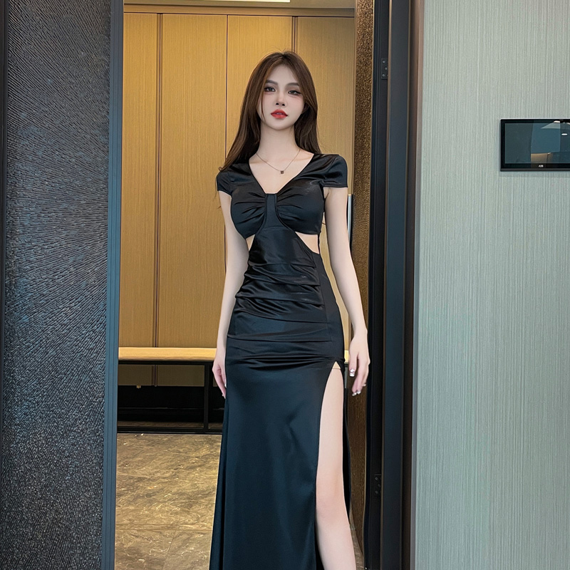 足浴技师工作服桑拿长裙KTV礼服