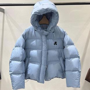 2025冬季女短款连帽加厚羽绒服韩版宽松面包服设计感刺绣百搭外套