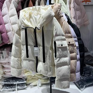 2025冬季新品女士短款加厚连帽羽绒服白鸭绒外套小个子韩版面包服