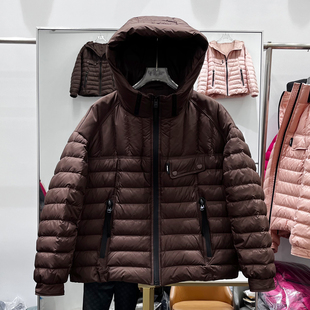 工厂特价清仓新国标90白鸭绒女原创设计师轻薄排骨连帽短款羽绒服