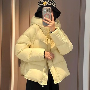 2025冬装新款新国标90白鸭绒女士短款加厚泡芙羽绒服小个子面包服