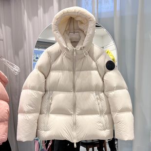贝贝同款新国标90白鸭绒女小个子黑标轻量泡芙连帽短款加厚羽绒服
