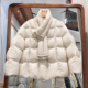 新国标90白鸭绒高级感韩版 围巾领中长款 泡芙羽绒服女加厚保暖外套