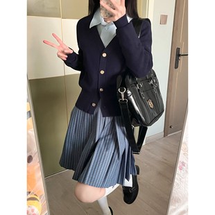 JK毛衣开衫短款外套女秋冬季日系学院风制服校供感长袖针织上衣