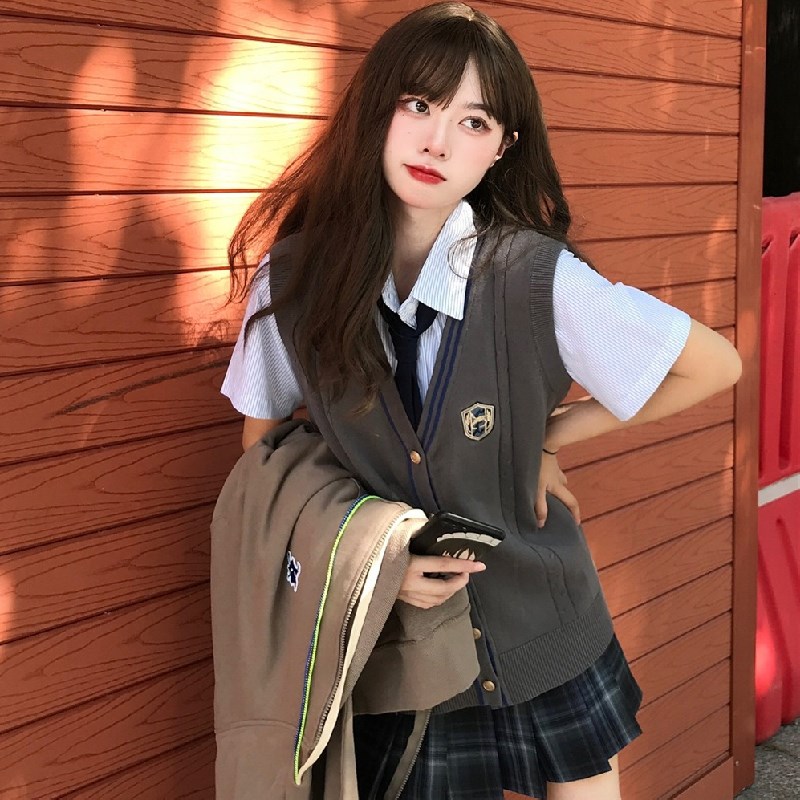 喵丸子jk制服马甲毛衣背心针织开