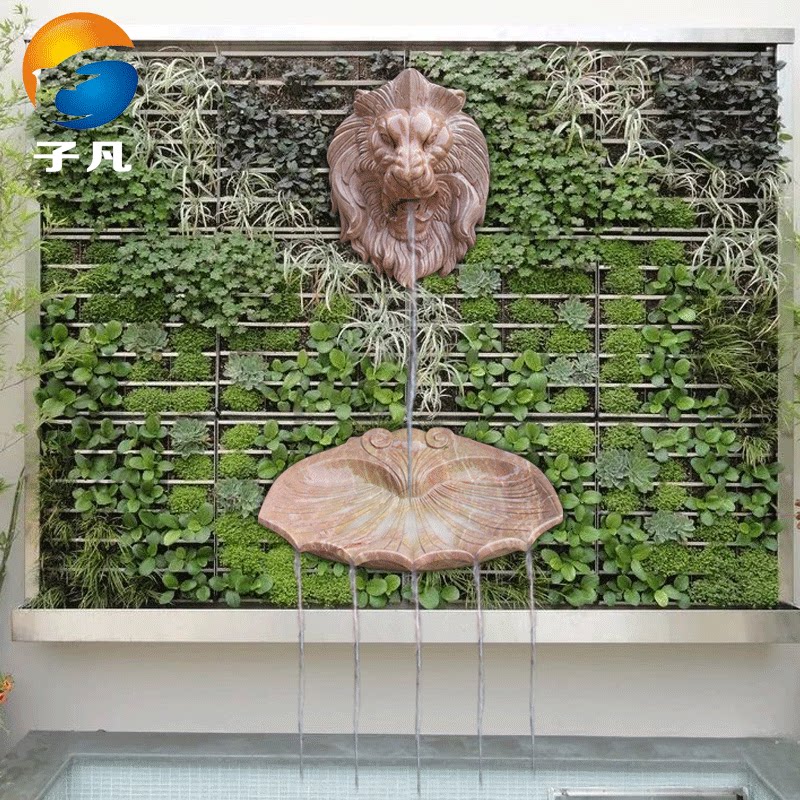 子凡欧式风格墙壁流水石雕狮子头喷水挂件室内庭院墙饰雕塑mjy60