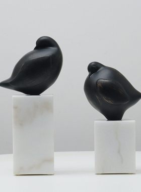 现代新中式黑色鸟装饰摆件高级感小众客厅电视柜玄关酒柜高端摆设