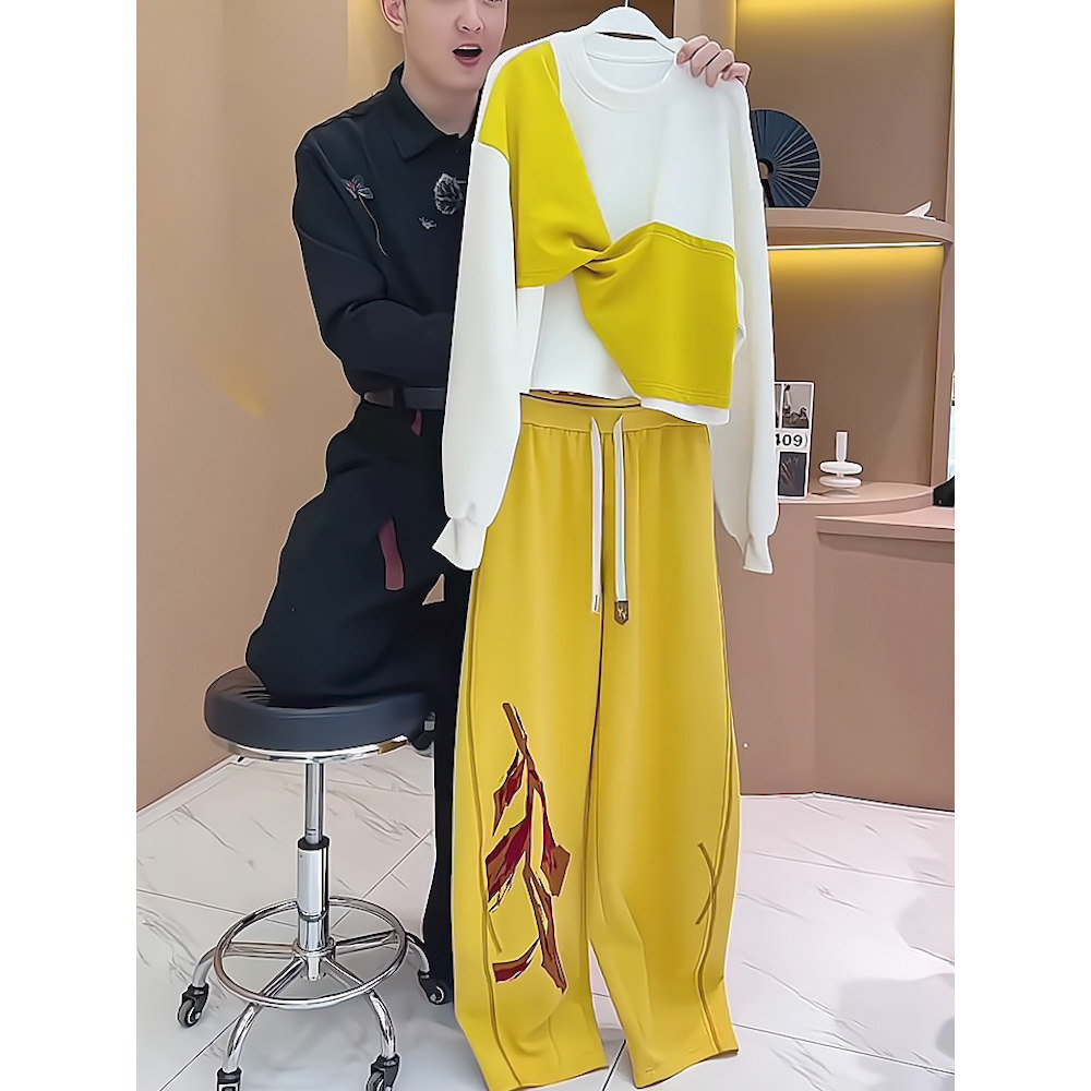 休闲运动套装女春秋2026新款韩版宽松设计感卫衣阔腿裤两件套