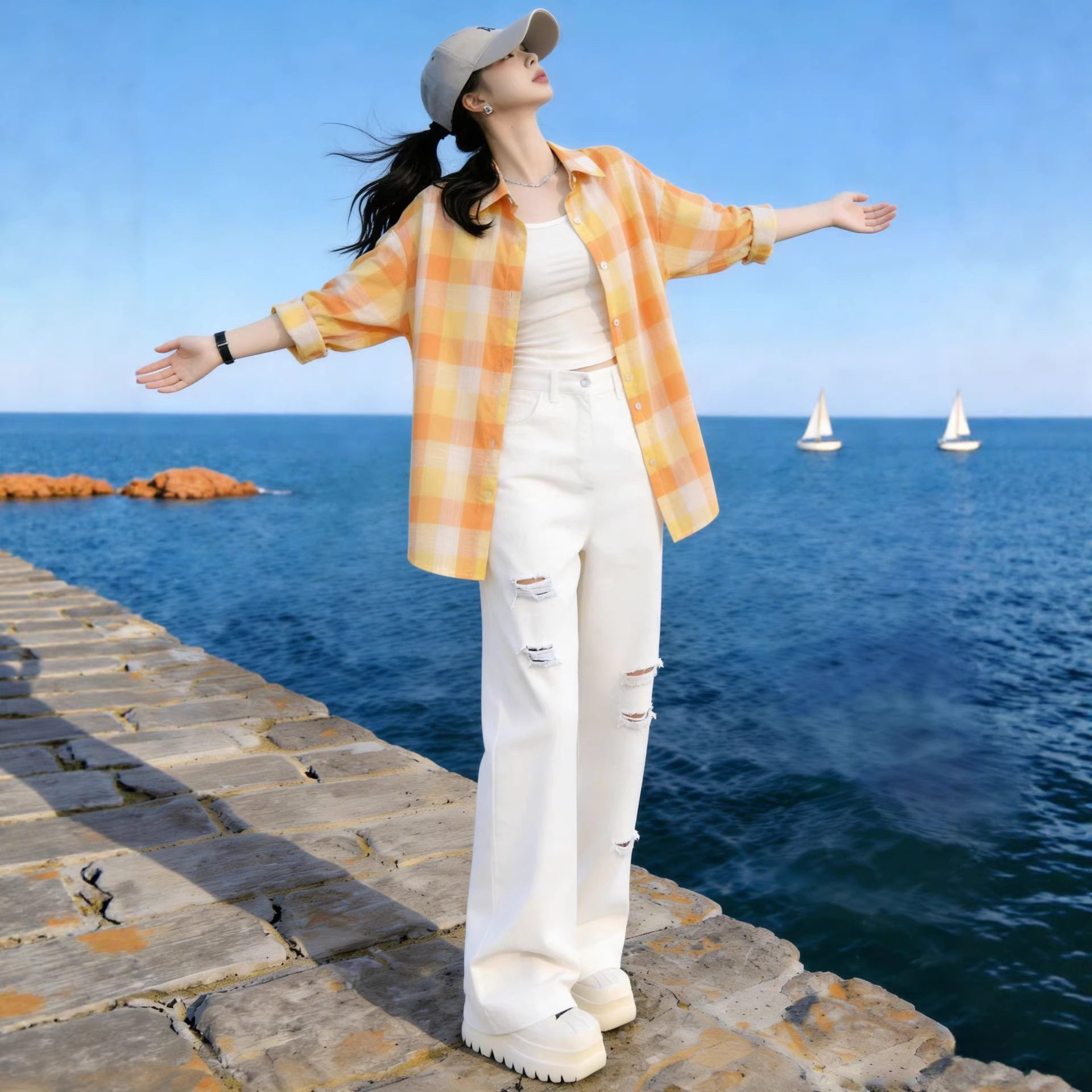 春季宽松显瘦撞色气质舒适套装女