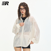 美式 新款 设计感轻薄透气外套 女夏季 ER杜宾犬镂空连帽物理防晒罩衫