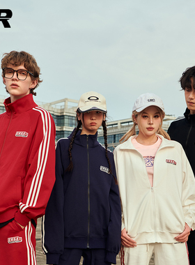 ER条纹撞色开衫卫衣套装潮牌美式运动服校园风情侣装【明星同款】