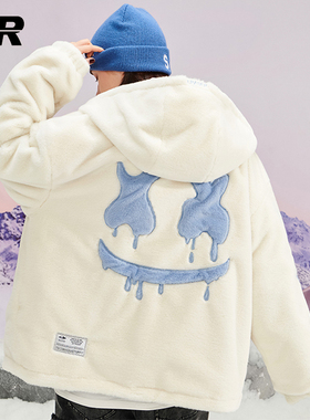 【张泽禹同款】er大笑脸双面穿仿兔毛外套冬季男女冬季毛绒绒上衣