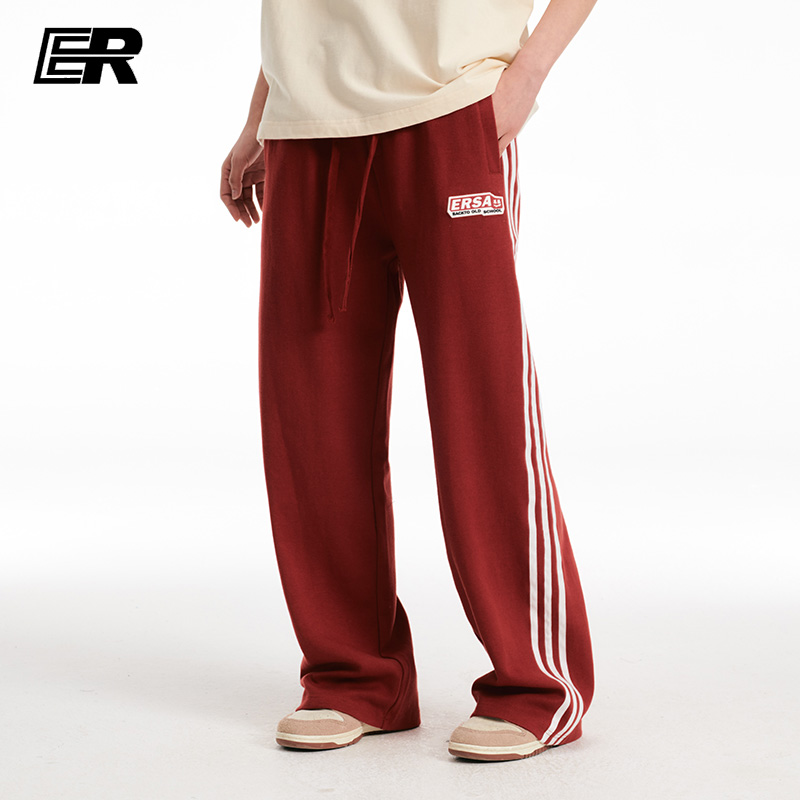 ER明星同款休闲裤撞色条纹