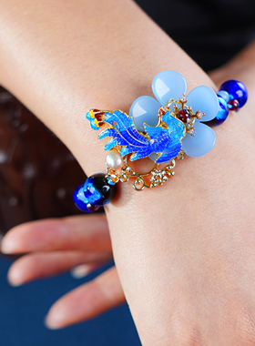 花朵手链七彩蝶度琉璃复古风女
