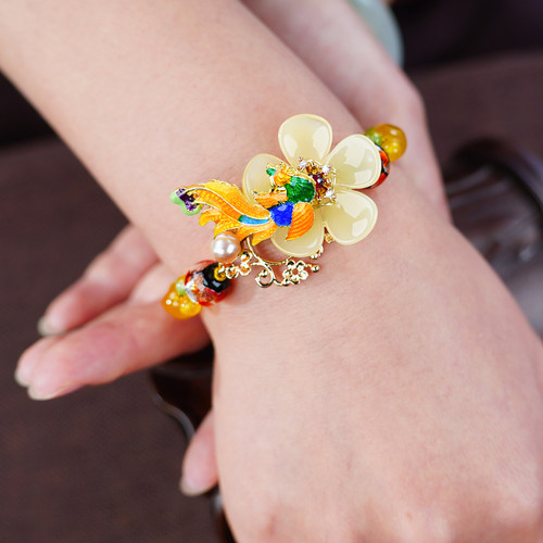 花朵琉璃古风超仙黄色百搭手串