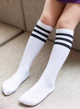 儿童校服袜子白色三条杠中筒袜-单拍不发~