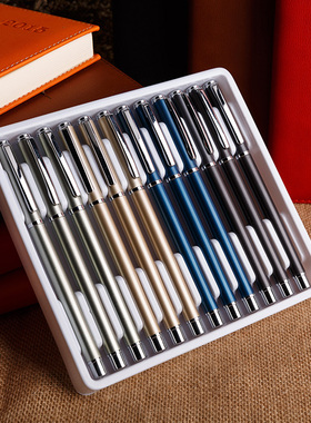 得力S82金属笔杆中性笔签字笔碳素笔重手感商务办公用品学生用黑水笔礼物奖品黑色中性笔ins冷淡风好看的笔