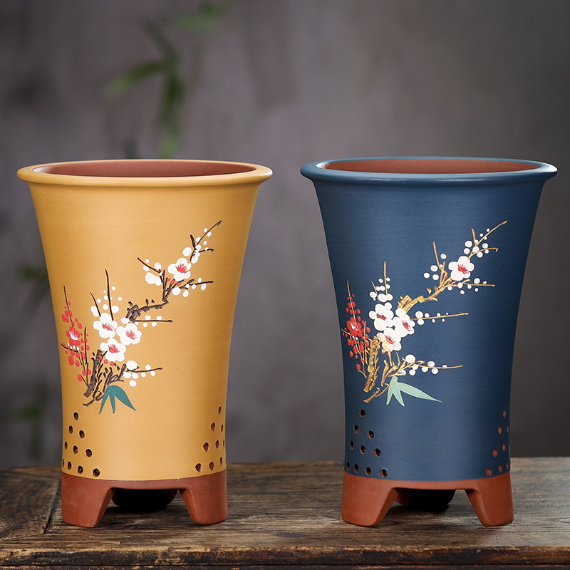 精品紫砂高脚气质款兰花盆中国风