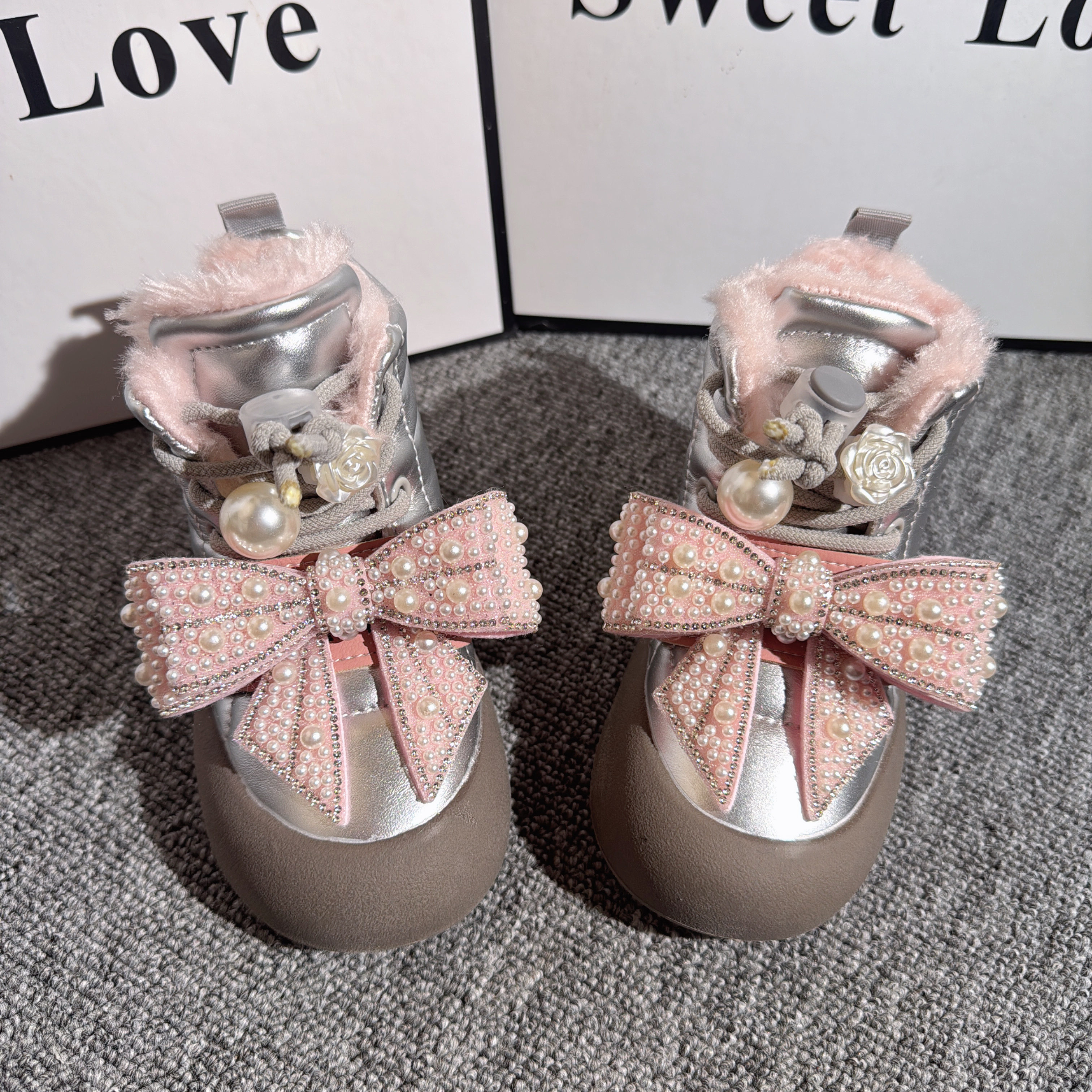 女童靴2025年冬季新款加绒棉鞋珍珠蝴蝶公主童靴厚底东北大棉短靴,童鞋/婴儿鞋/亲子鞋,棉靴,淘宝优惠券,粉丝福利购,淘宝优惠卷