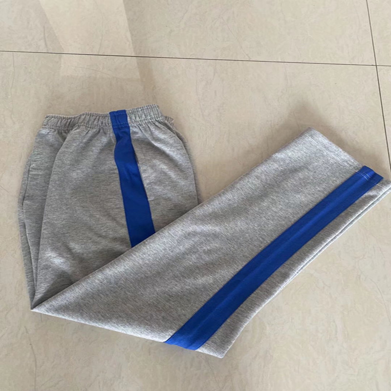 定制中小学生校服裤子浅灰色宝蓝