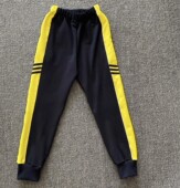 加绒加厚定制 拼黄色宽杠运动裤 春秋冬季 中小学生纯棉深蓝校服裤