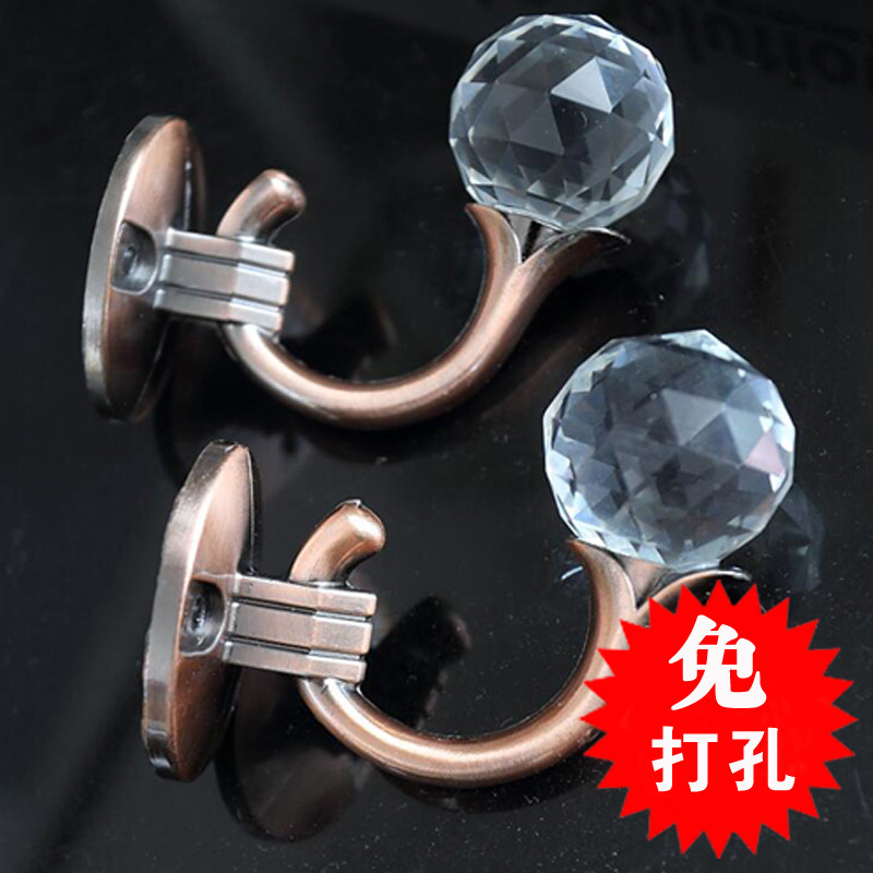 免打孔水晶壁钩窗帘挂钩墙钩金属挂勾创意装饰钩衣帽钩粘钩粘胶钩