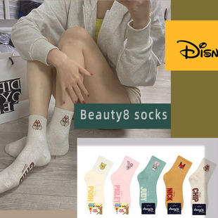 迪士尼nick 迪士尼草莓熊袜子 韩国卡通棉袜 中筒袜 透气吸汗 女