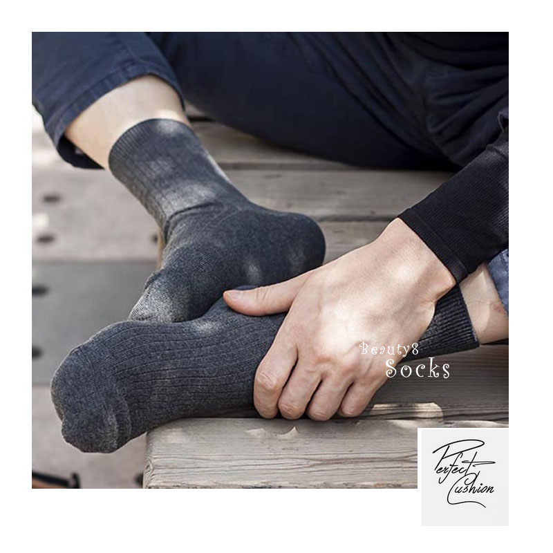 商务韩国进口黑色竖纹百搭棉袜