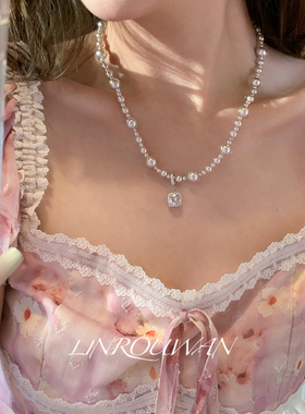 曼塔玫瑰紫珍珠项链女轻奢高级感