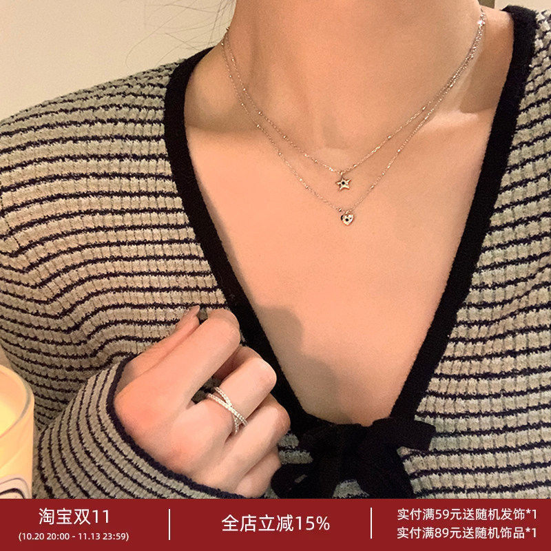 迷你爱心项链隔珠心型项链