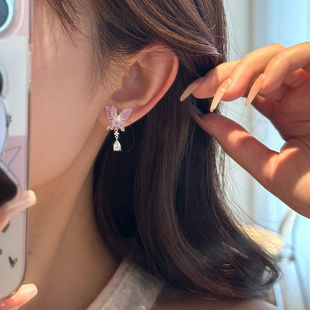 锦瑟年华 蝶衣花梦耳钉2024年新款爆款耳环轻奢高级感小众耳饰